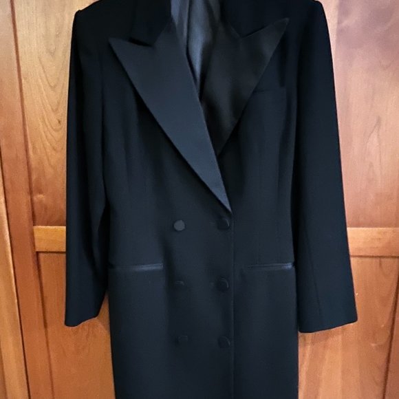 Vintage Fitted Black Double Breasted Tuxedo Jacket - Women's 8 - Picture 5 of 8